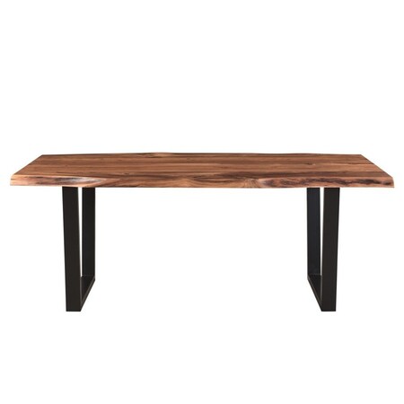Homeroots 78" Brown And Black Solid Wood And Metal Dining Table 521824