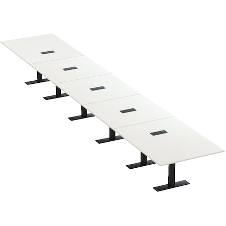 Skutchi Designs 22ft Conference Table W/ Power Unit | 22 Person Modular Rectangular Meeting Table | Harmony Series HAR-REC-48x264-T.BK-W960-EBLK