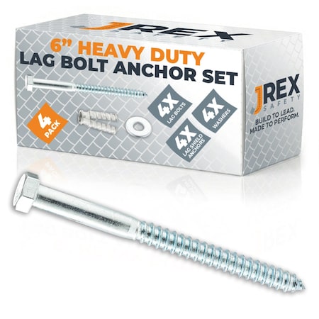 Jrex Safety 6 in Anchor Set (Anchor Lag Shield and Washer) for Speed Bump/Wheel Stop on Concrete, 4PK CAS6-JR-4