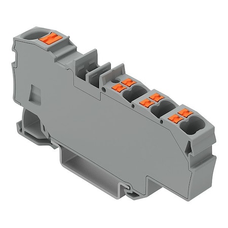 Wago Terminal Block, 2.91" L, 1.3" W, 800V, Gray 2206-8031