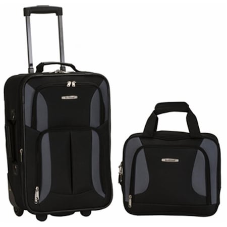 Rockland F102-BLACK-GRAY 2 PC LUGGAGE SET - BLACK-GRAY F102-BLACK/GRAY