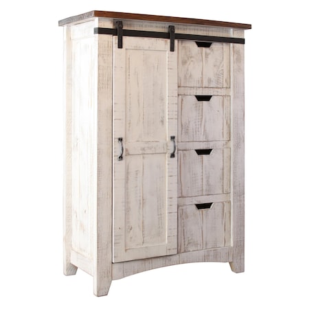 Homeroots 54" Brown And White Solid Wood Four Drawer Combo Dresser 524567