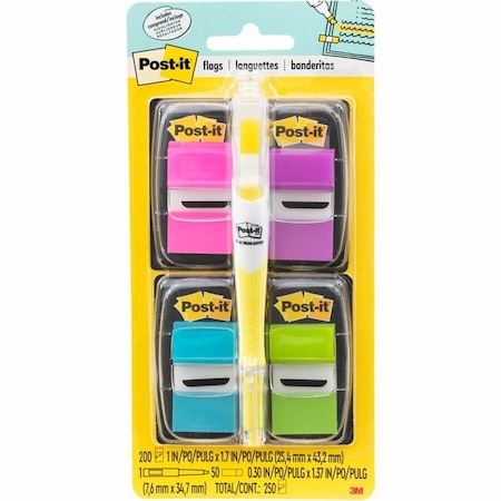 Post-It Flags 680PPBGVA, 1"x1.7", Asso, PK12 680-PPBGVA