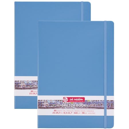 Talens Art Creation Sketchbook, 80 Sheets, 90lbs, Lake Blue Cover, 8.3'' x 11.7'' (A4), 2PK 9314213M