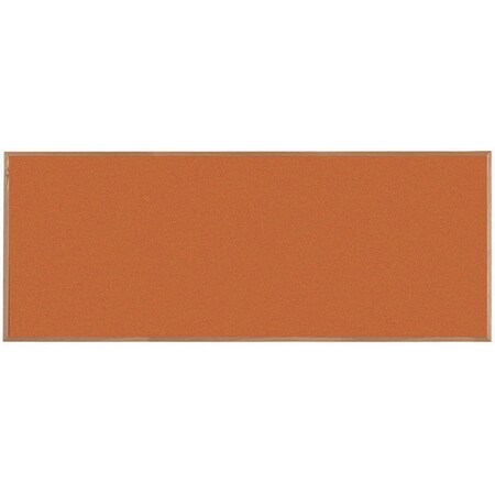 Aarco VIC Cork Bulletin Board, Red Oak Frame, Clear Lacquer Finish, Tangerine Zest 48''Hx120''W OW48120211