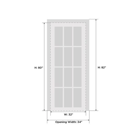 Sartodoors Solid French Door Frosted Glass White 32x80 Solid Core Modern Interior QUADRO4266ID-WS-32