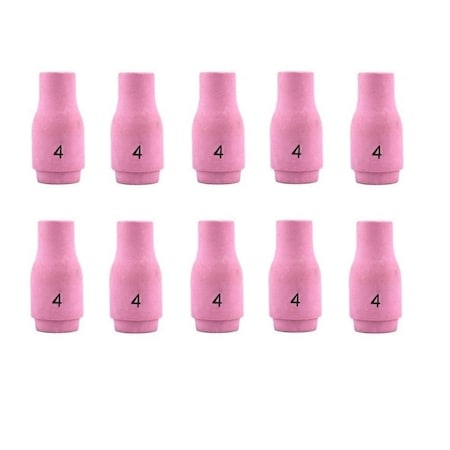 Star Tech Weld TIG Ceramic Cup #4, 1/4in Alumina Nozzle Fit Tig 9, 20, 25, 10PK 13N08