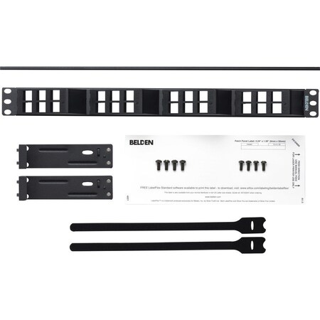 Belden 24-PORT ANGLEFLEX PANEL, FOR KEYCONNECT MODULES, BLACK 1U UNLOADED AX103248
