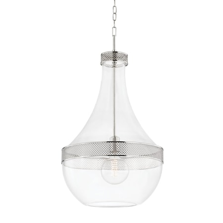Hudson Valley Lighting Hagen 1 Light Pendant 17.5 In. Polished Nickel 1817-PN