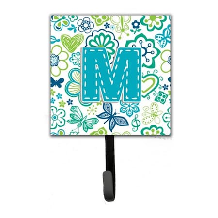 Carolines Treasures Letter M Flowers And Butterflies Teal Blue Leash and Key Holder CJ2006-MSH4