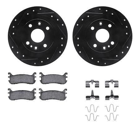 Dynamic Friction Co DFC Rotors-Drilled & Slotted-Black w/ 5000 Advanced Brake Pads Incl Hdw 8512-54007