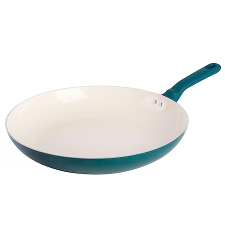 Spice By Tia Mowry 12 Inch Healthy Ceramic Nonstick Aluminum Skillet with Bakelite Handle in Teal 135030.01R