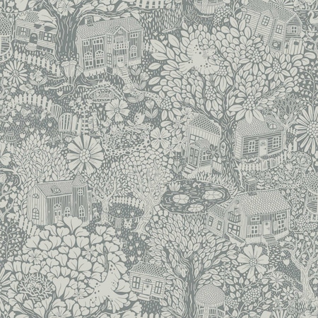 A-Street Prints Bygga Bo Blue Woodland Village Wallpaper 4111-63005