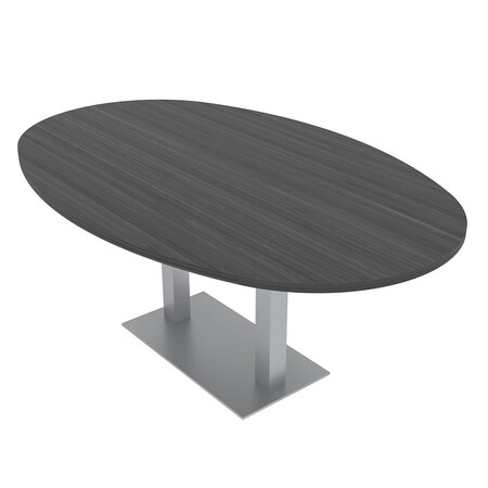 Skutchi Designs Boval Conference Table With Power Unit, 48 in W, 84 in L, Grey HAR-BOVL-48X84-DOU-WA7949-NA