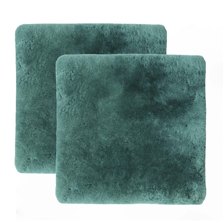 Homeroots Set Of Two 17" X 17" Emerald Linen Solid Color Dining Chair Pad 480442