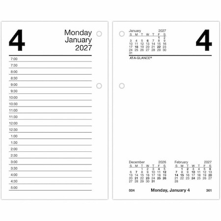 At-A-Glance Desk Calendar Refill, 6 x 3.5, White, 2022 E71750