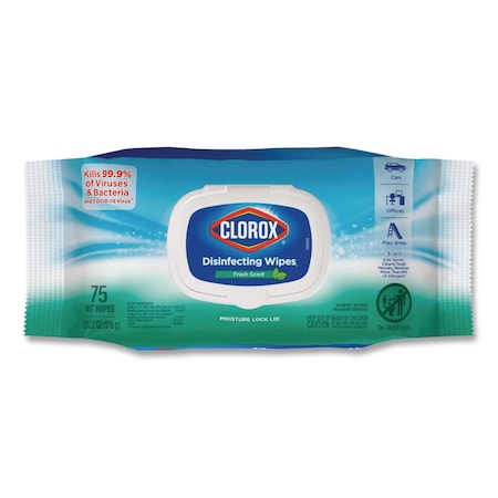 Clorox Disinfecting Cleaning Wipes, Flex Pack, 1-Ply, 8 x 7, Fresh Scent, White, 75 Towels 31430
