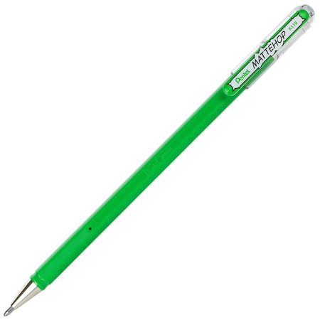 Pentel Hybrid MATTEHOP Gel Roller, 1.0mm, Matte Green Ink, 12PK K110-VD