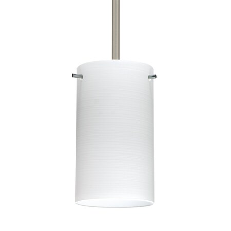 Besa Lighting Stilo 7 Stem Pendant, Chalk, Satin Nickel Finish, 1x40W Candelabra 1TT-4404KR-SN