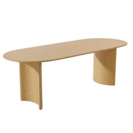 Homeroots 67" Natural Solid Wood Double Pedestal Base Oval Dining Table 721150