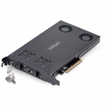 Startech.Com DUAL-BAY M.2 NVME SSD TO PCIE X8 REMOVABLE MOBILE RACK; BIFURCATION REQUIRED; TO 2M2-REMOVABLE-PCIE