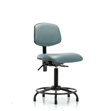 Blue Ridge Ergonomics Vinyl Chair, Med Bench, Round Tube Base, Tilt, Glides, Storm BR-VMBCH-RT-T1-A0-RG-8822