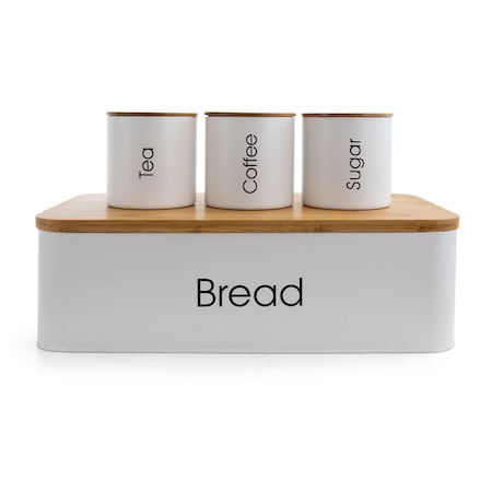 Megachef Kitchen Food Storage and Organization 4 Piece Canister Set in White MG-318