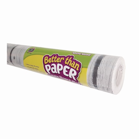 Teacher Created Resources Better Than Paper Bulletin Board Roll, 4 ft x 12 ft, White Wood TCR77366