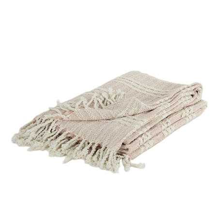 Homeroots Blush Woven 100% Cotton Throw Blanket 518791