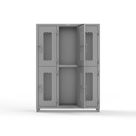 Strong Hold Ventilated 14 GA Double-Tier Locker - 6 Compartments 4.66-6H-18-2T-L