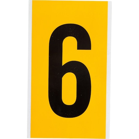 Brady Outdoor Vinyl 6 in Black on Yellow Numbers 6 Card 1570-6