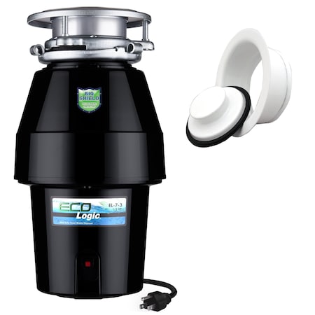 Eco Logic 1/2 HP Continuous Feed Garbage Disposal with White Sink Flange 10-US-EL-7-DS-3B-WH