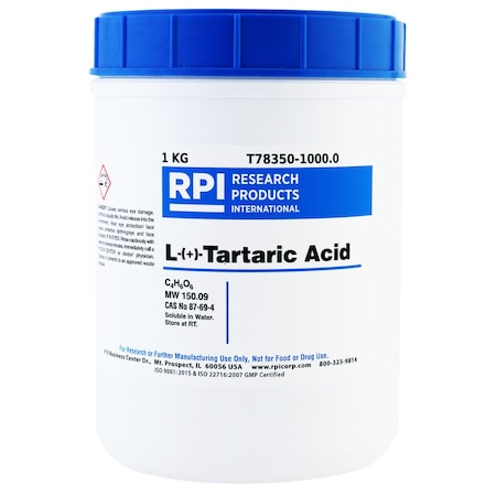 Rpi L-+-Tartaric Acid 2R, 3R-+-Tartaric acid/ L- Threaric acid, 1 Kilogram T78350-1000.0