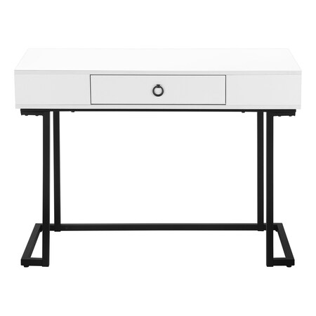 Homeroots 42" White and Black Wood and Metal Sled Computer Desk 489889