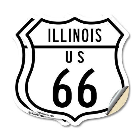 Signmission Illinois Route Marker Shield Sign Us 66, 6 inch X 6 inch, Vinyl Decal, 2PK SHI-D-2PACK-6-382