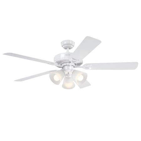 Westinghouse Travis Series Indoor Ceiling Fan, White Housing, Rustic Birch/White Blade, 52 in Sweep, MDF Blade 7312000