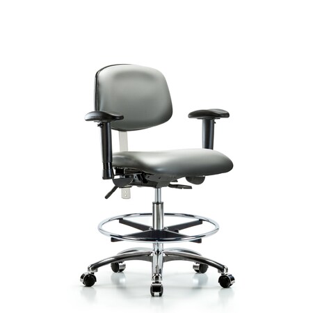 Blue Ridge Ergonomics Vinyl Clean Room Chair, Adjustable Arms BR-NCR-VMBCH-CR-T0-A1-CF-CC-8840