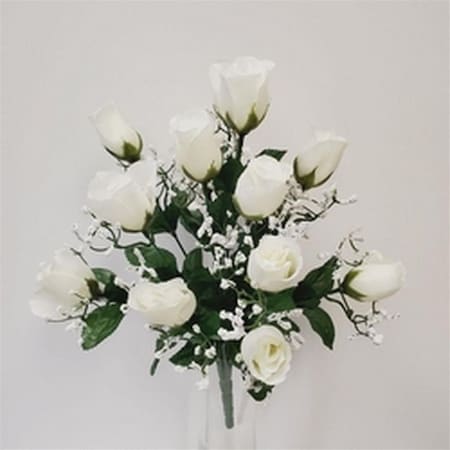 Wall-To-Wall 14 Ivory Rose Bud Bush Artificial Flowers WA2457649