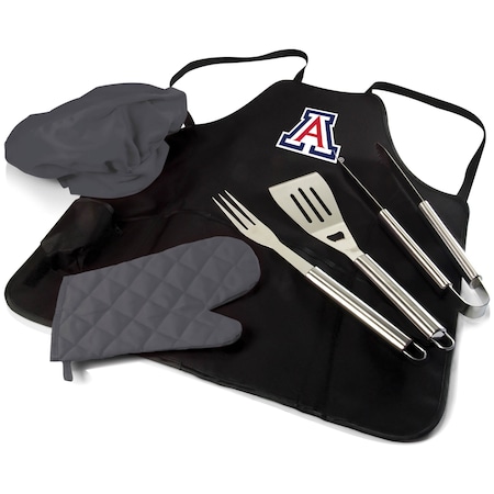 Picnic Time Family Of Brands NCAA Arizona Wildcats BBQ Apron Tote Pro Grill Set, Heavy Duty BBQ Apron For Men 635-88-179-014-0