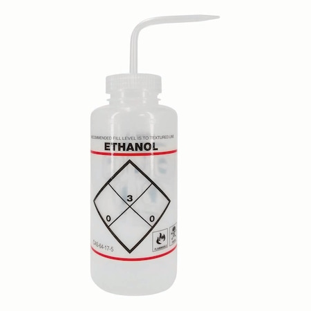 Jorgensen Laboratories Safety Labeled Wash Bottles, "Ethanol", Labeled Wash Bottle, 1000mL (32 oz) J0817Q