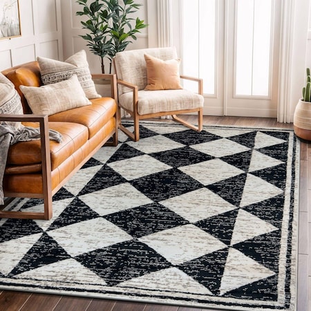 World Rug Gallery Geometric Bohemian Area Rug 5 ft x 7 ft Black WR99BLACK5X7