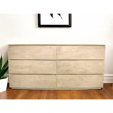 Homeroots 72" Natural Solid Wood Six Drawer Double Dresser 564524
