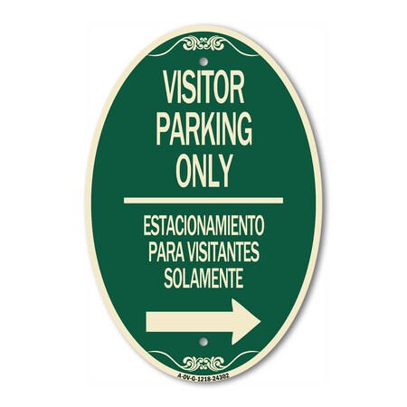 Signmission Bilingual Reserved Parking Sign Visitor Parki, 12 In X 18 In Architectural, Heavy Gauge Aluminum A-OV-G-1218-24302