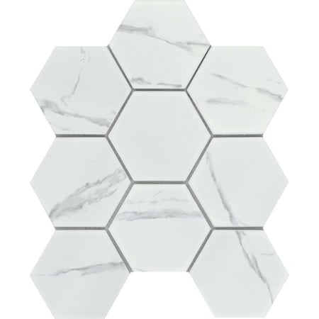 Emser Tile Elegan Series Porcelain Mosaic Tile, 11 in L Tile, 10 in W Tile, Pressed Edge, Calacata, 20PK W95ELEGCA1011MH4M