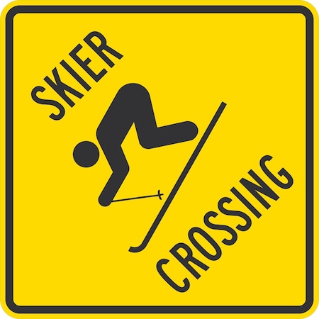 Lyle Skier Crossing (with Skier Graphic), 30x30, Non-Reflective, Yellow G-15494-NA_30x30