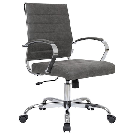 Leisuremod Benmar Leather Office Chair, Charcoal BO19CHL