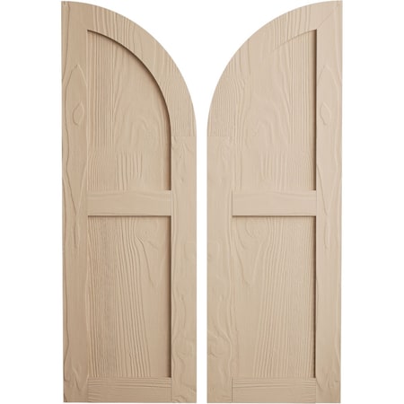 Ekena Millwork Sandblasted 2 Equal Flat Panel w/Quarter Round Arch Top Faux Wood Shutters, 12W x 40H, PR SHUFPQ12X40SDPR