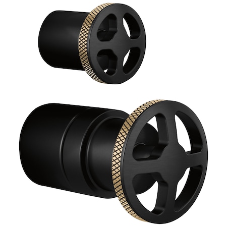 Brizo Litze Pressure Balance Valve With Diverter Trim Handle Kit, Wheel Matte Black/Luxe Gold HW75P32-BLGL