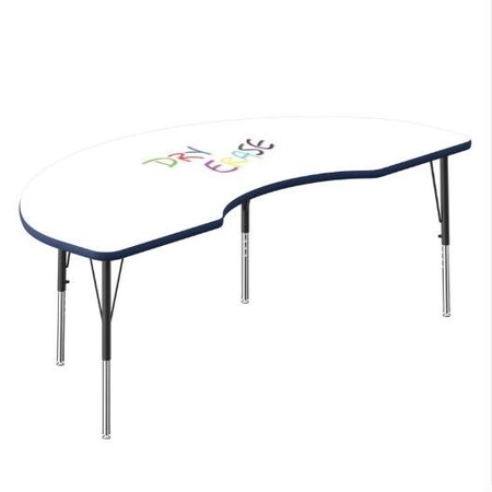 Correll Kidney Dry Erase Activity Table, 72 in W, 36 in L, 19 in to 29 in H, Particleboard, Frosty White A3672DE-KID-80-09-37