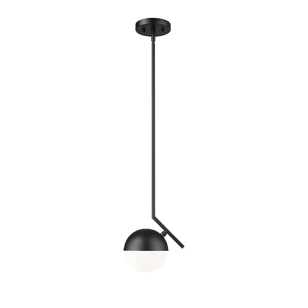 Z-Lite Realm Sphere 1 Light Pendant, Matte Black/Matte Opal, 8.5 In W x 8.75 In H 7517P7-MB